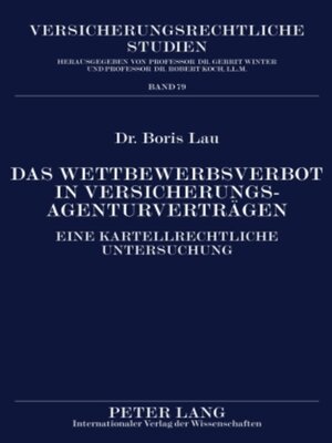 cover image of Das Wettbewerbsverbot in Versicherungsagenturvertraegen